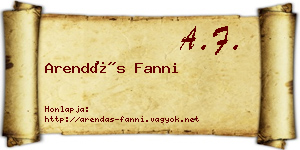 Arendás Fanni névjegykártya